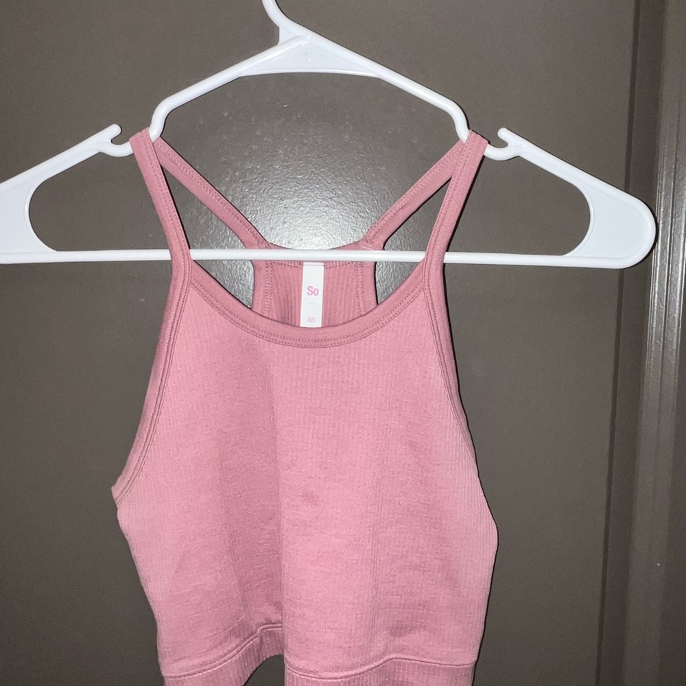 SO Pink Ribbed Crop Top